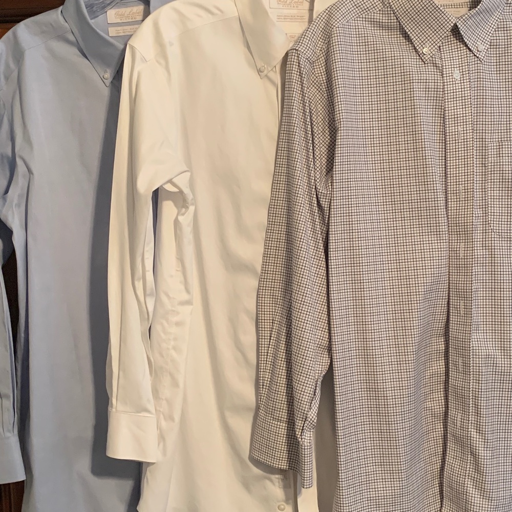 Fitted Dress Shirt, Roundtree & Yorke, Gold Label, 15.5, 33, 100% Cotton